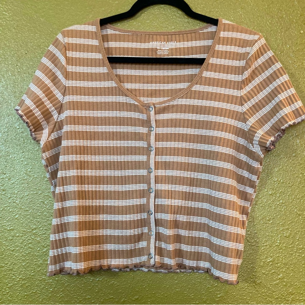 Women’s American Eagle Brown Striped Button Shirt